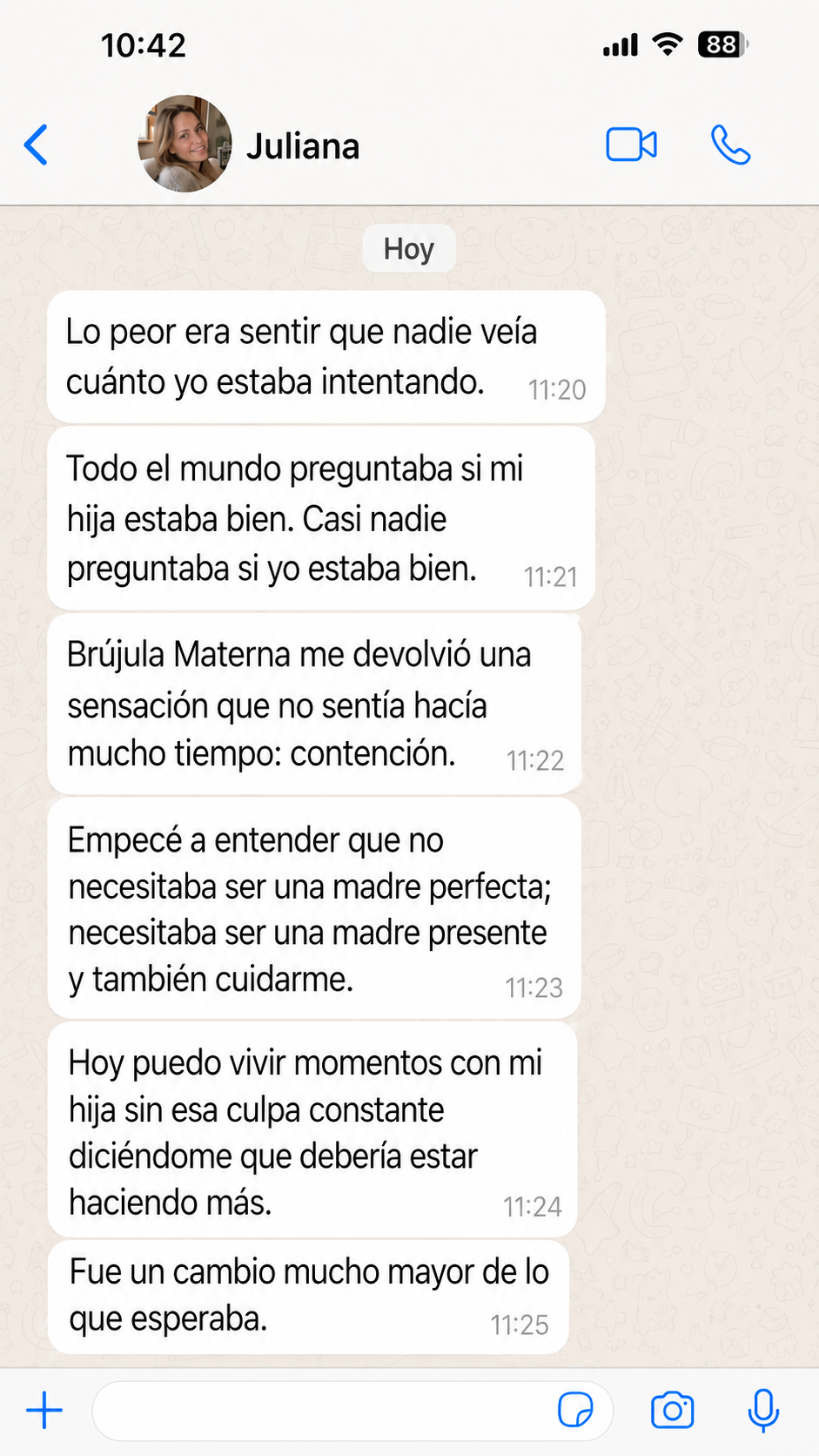 Evaluación de Juliana sobre Brújula Materna, parte 2