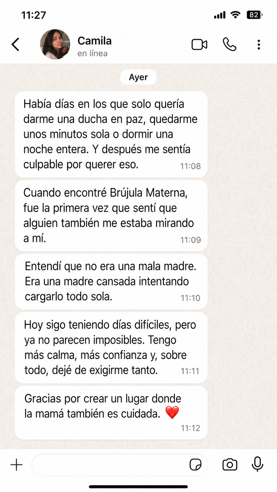Evaluación de Camila sobre Brújula Materna, parte 2